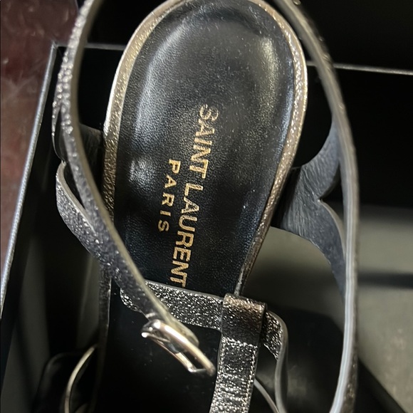 Saint Laurent Charcoal Metallic Heels Elegant Design - Picture 4 of 10